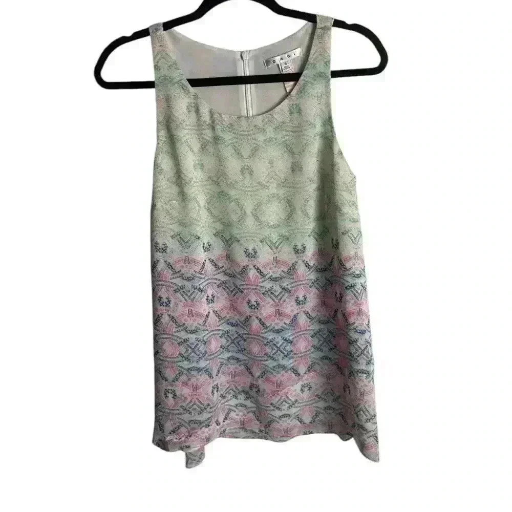 CAbi Size Small Heart of CAbi Sleeveless Ombre Mosaic Blouse Tank Top Sheer 250